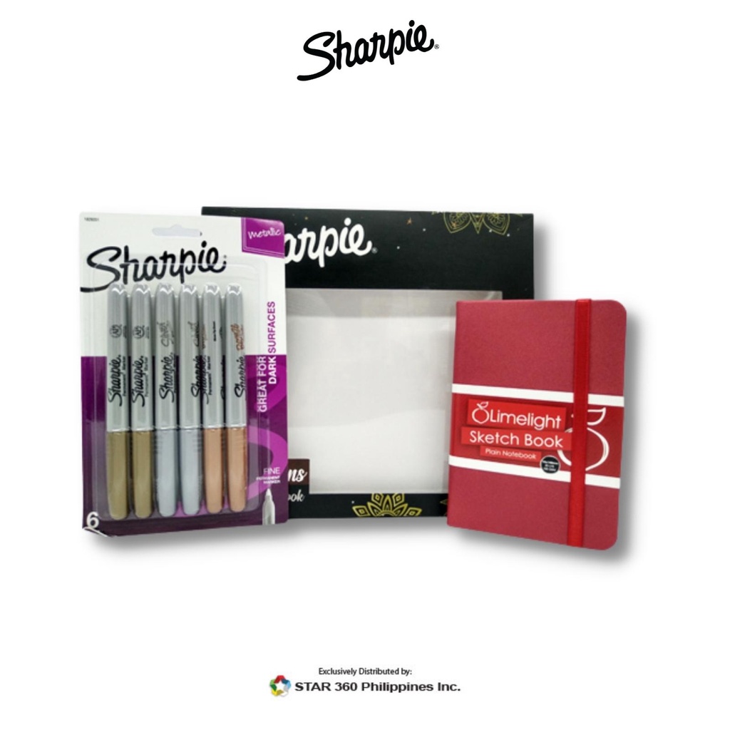 Sharpie 6CT Metallic Fine Markers w/ Pocket Sketchbook Gift Set ...