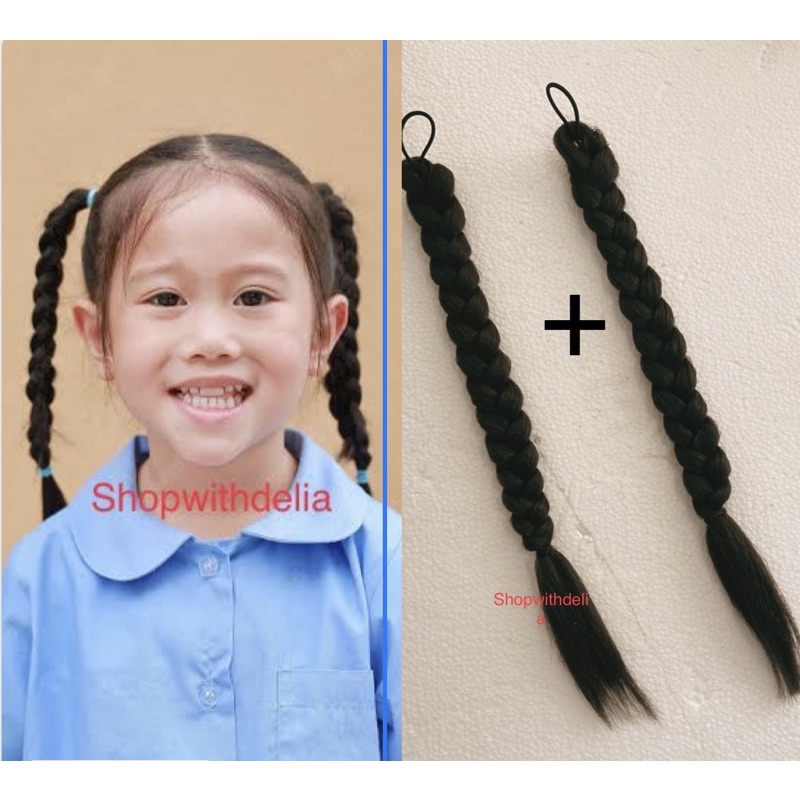 2PCS kids twist head band braided pigtail braids wig for girl