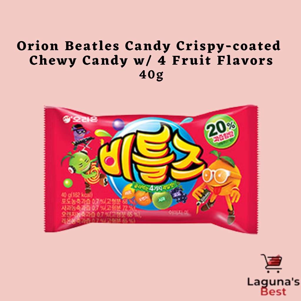 Orion Beatles Candy Crispy-coated Chewy Candy w/ 4 Fruit Flavors 40g ...