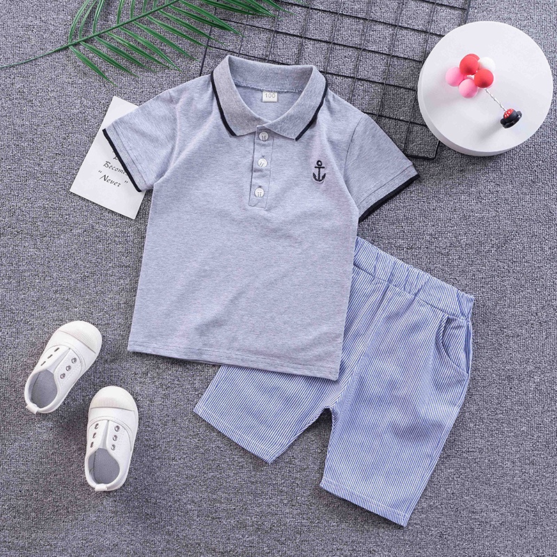 [Cotton Life] 0-5 year old boys' suit Boys' POLO shirt+shorts 2-piece ...