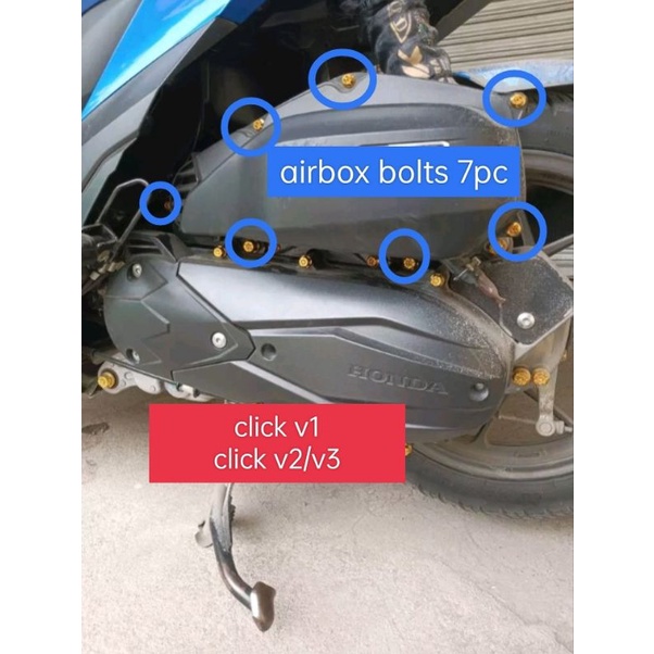 Honda click v2/v1 airblade Heng Airbox set bolts gold( 7pcs) Flower ...