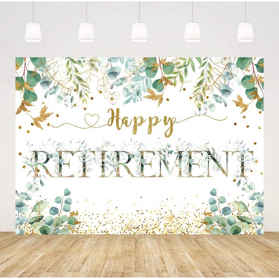 5x3ft Happy Retirement Backdrop Green Leaves Spring Theme Retirement ...