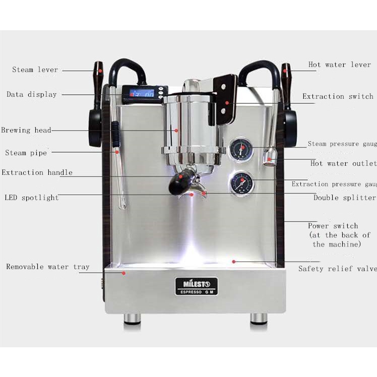 Milesto General EM30 EM-30A Italian Semi Automatic Espresso Machine ...