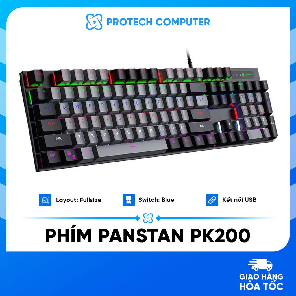 Panstan PK200 Blue Switch Mechanical Keyboard - Rainbow Led Gaming ...