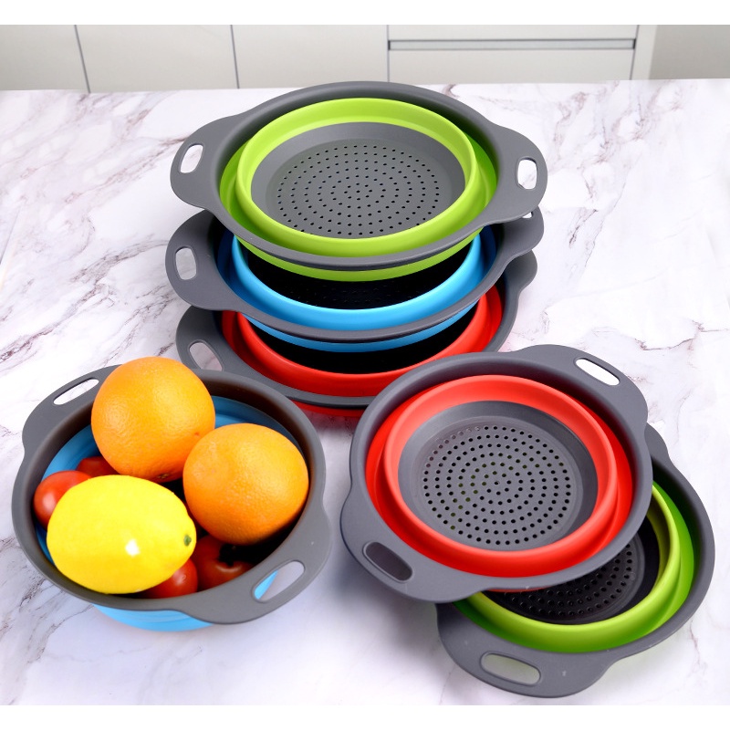 Telescopic folding Silicone Colander Fruit Vegetable Washing Basket ...