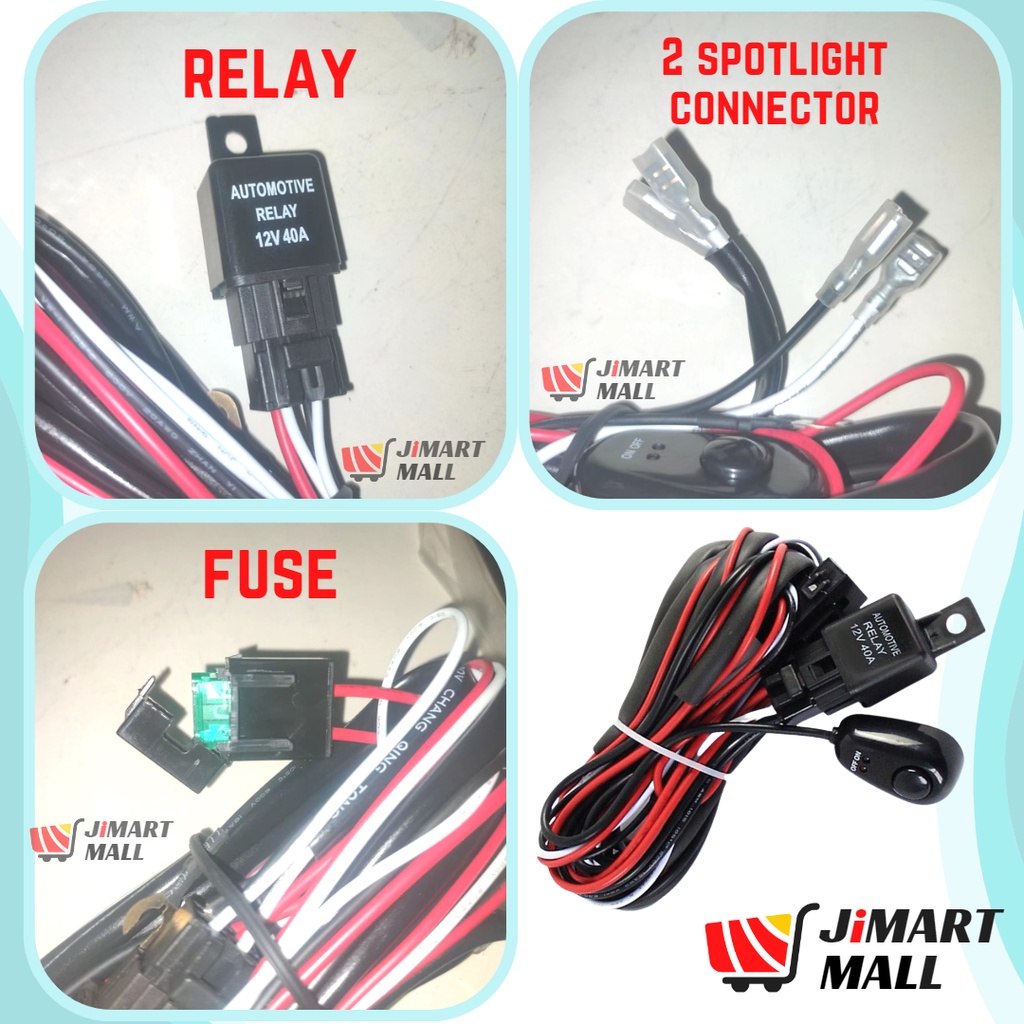 SPOTLIGHT FOG LAMP WIRE KIT Relay Set 12V 40A Wiring LED Bar Cable ...