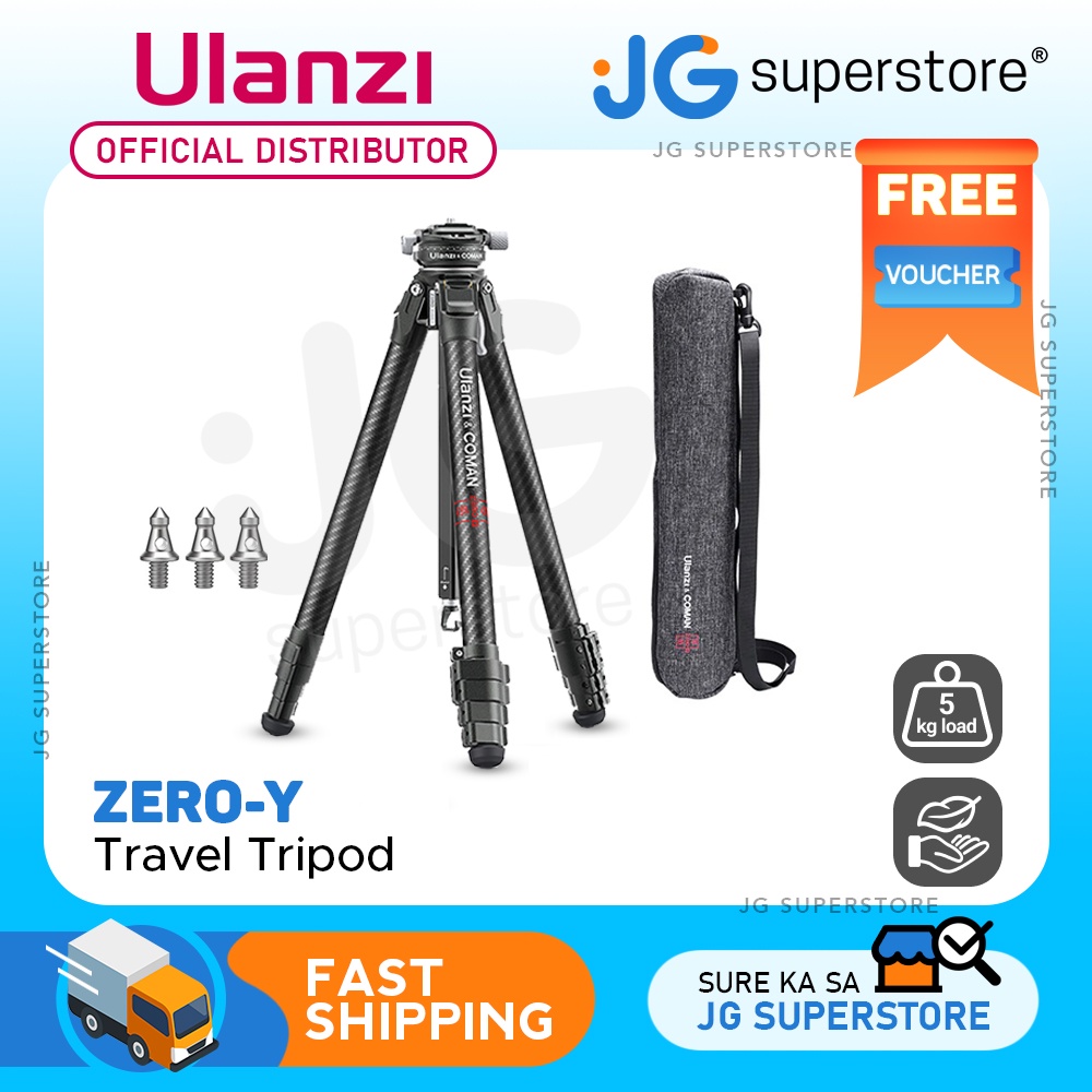 Ulanzi ZeroY Lightweight Carbon Fiber 5Section Travel Tripod with 5kg