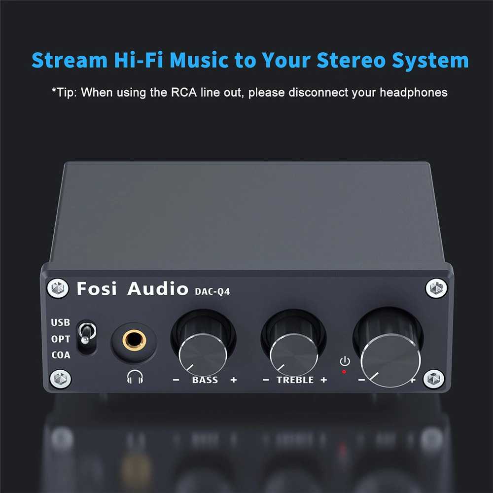 Fosi Audio USB Amplifier HiFi Stereo Gaming DAC & Headphones - DAC-Q4 ...