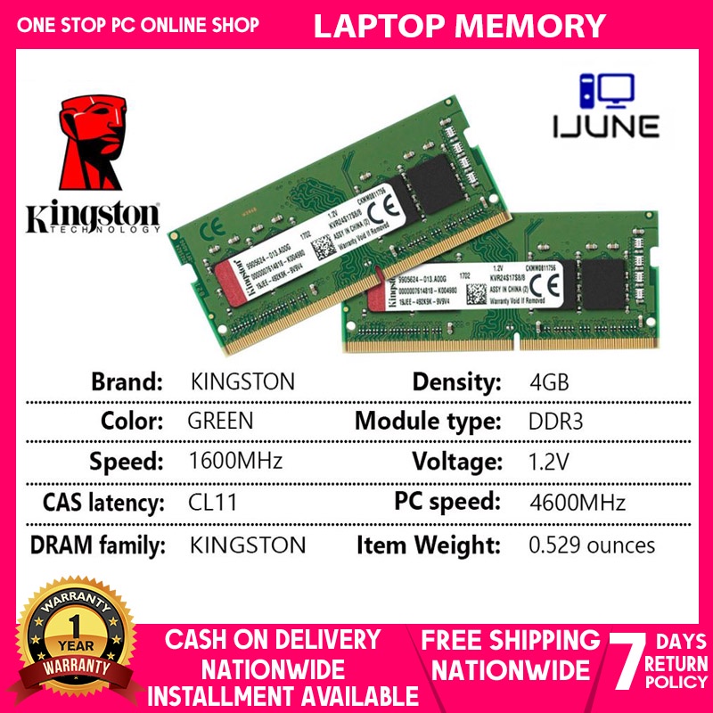 Kingston 4600 Mhz Ram Kingston Laptop Memory RAM DDR4 DDR3 8GB 4GB