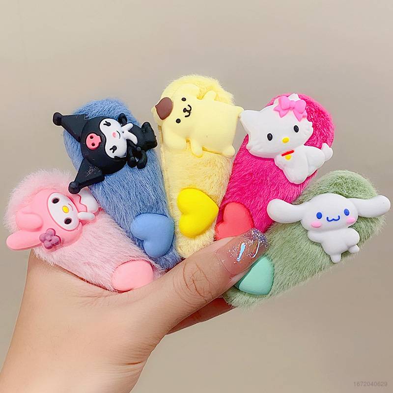 Style Sanrio HelloKitty Mymelody Cinnamon Pompom Purin Hairpin Cartoon 