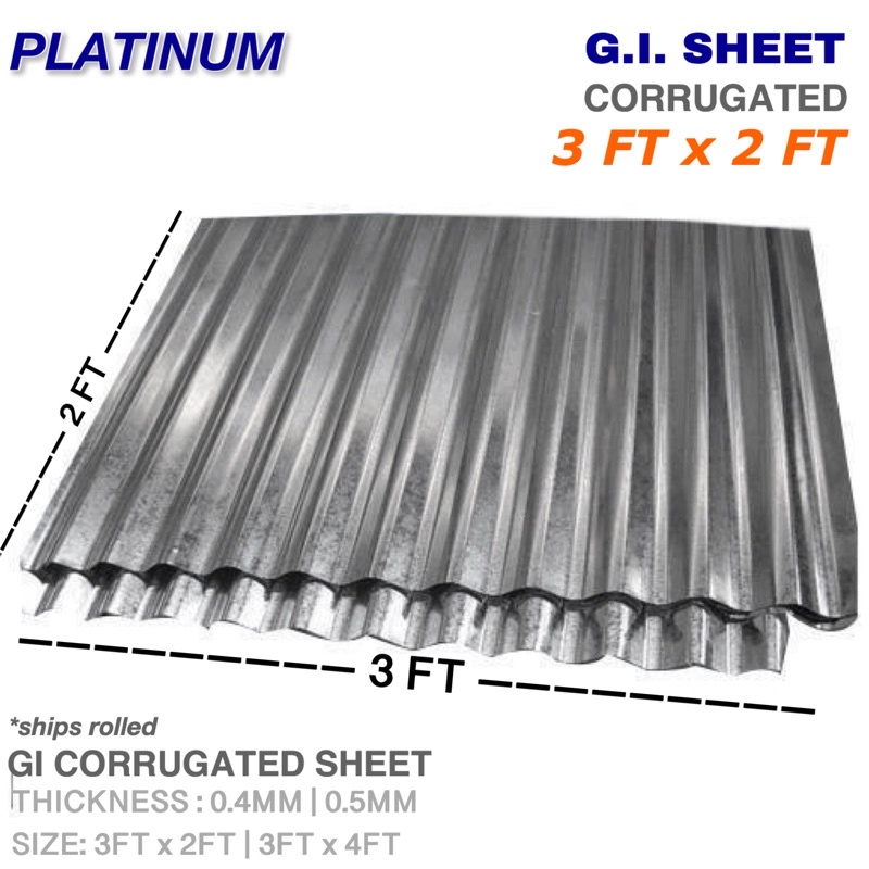 3FT x 4FT GI CORRUGATED SHEET Yero • Galvanized Iron Roofing • 