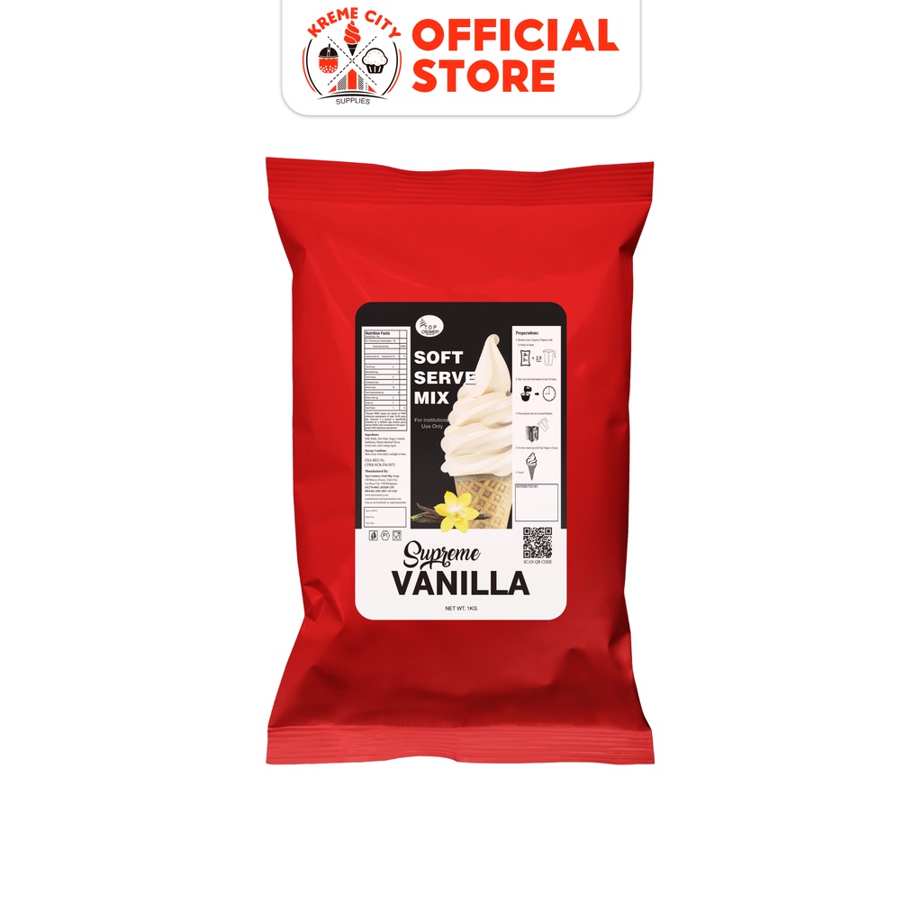 TOP Creamery Supreme Vanilla Soft Serve Ice Cream Powder Premix 1kg