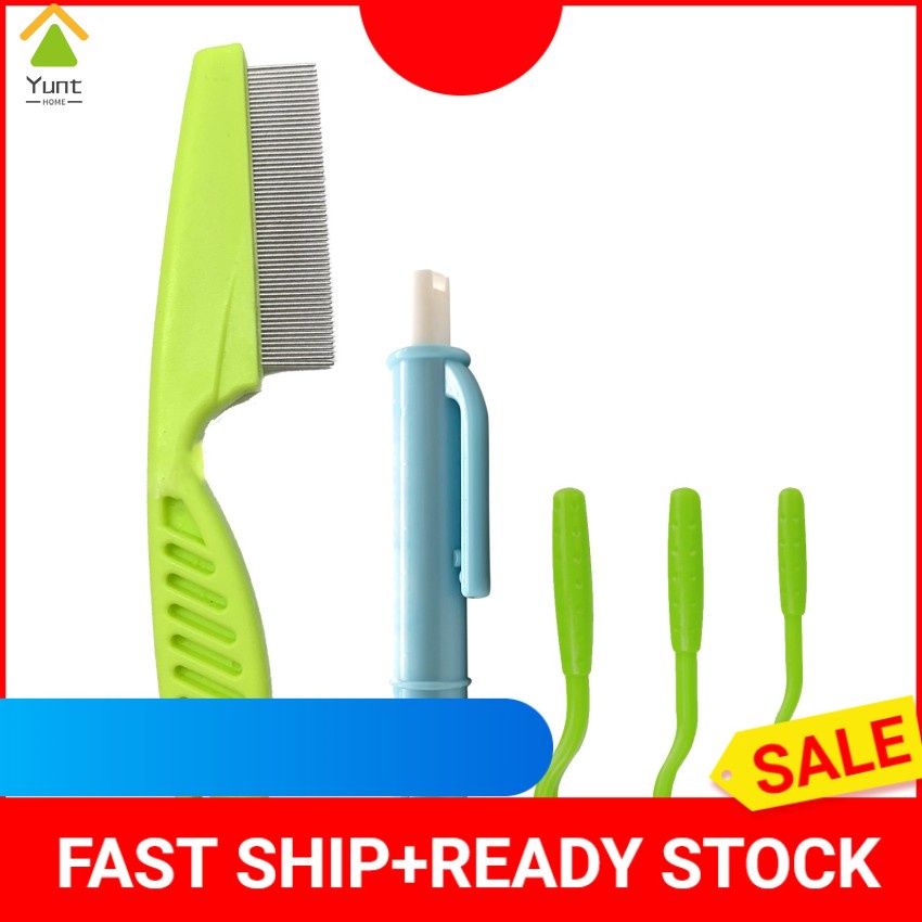 Tick Remover Set for Dogs and Cats, Set of 3 Tick Hooks, 1Tick Tweezers