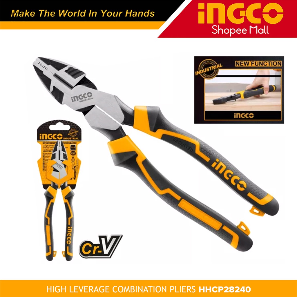 Ingco HHCP28240 9.5-Inch High Leverage Combination Pliers IHT | Shopee ...