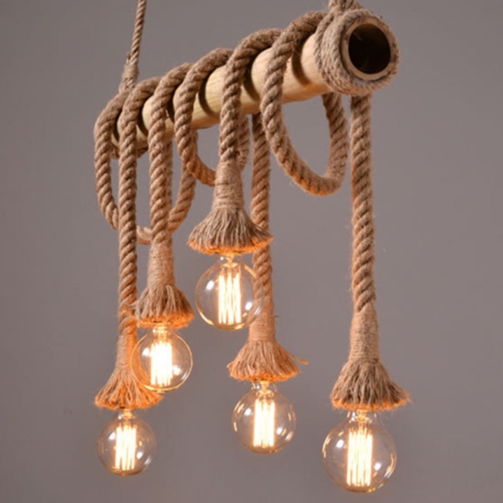 Minimalist Lighting Rope Led Chandelier E27 100cm Rope ceiling Light ...