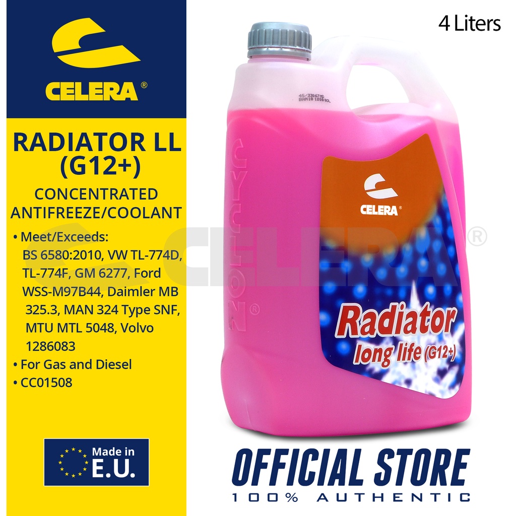 CELERA Radiator LL (G12+) Concentrated OAT Antifreeze/Coolant 4L Pink ...