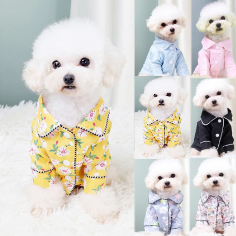 Dog Pajama Clothes for Shih Tzu Male Female Daisy Floral Pet Outfit ...