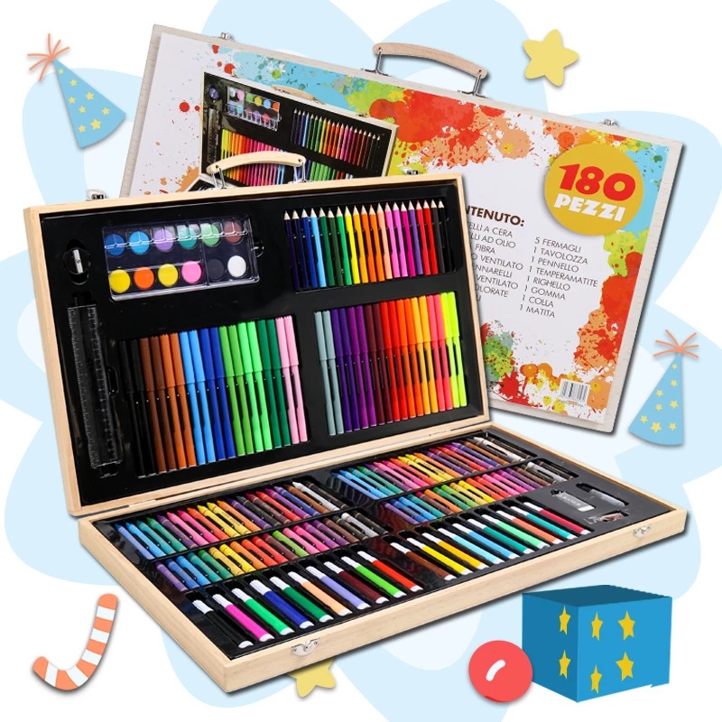 MOBEE 97-Piece Artist Box Set with Aluminum Case, Children Kids Pencil  Crayon Kit for Painting and Drawing 