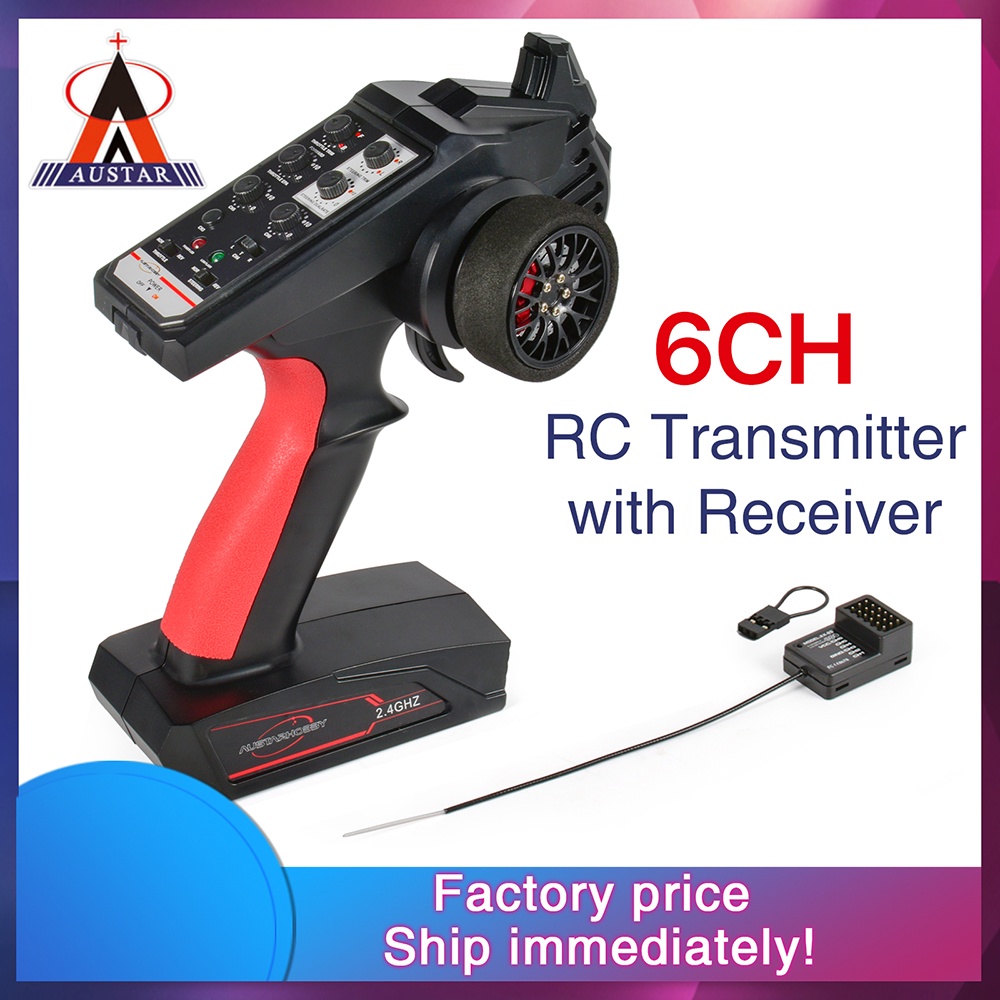 AUSTAR RC Transmitter and Receiver 2.4G 6CH Universal RC Controller and ...