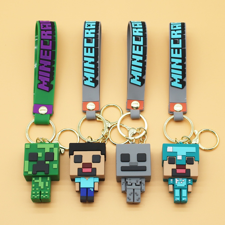 3D Game Minecraft PVC Keychain Ainme Steve Creeper My World Character ...