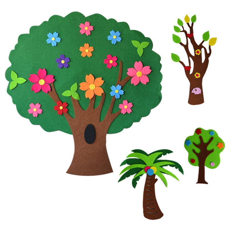 Felt Trees Craft 3D Wall Decor Kindergarten Layout Kartun Hiasan