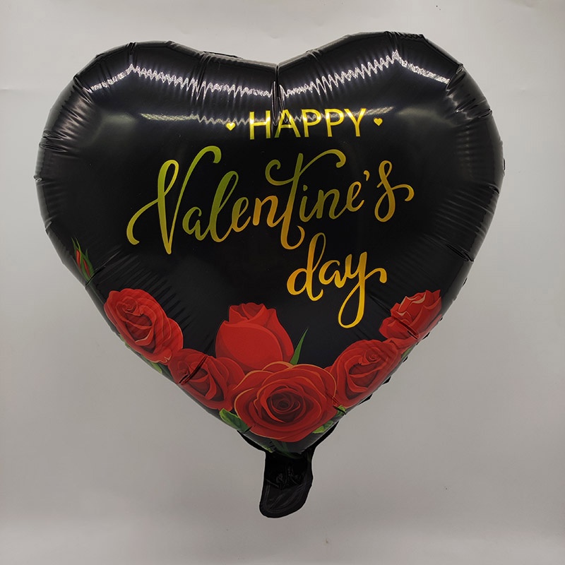 18inch Red Black Happy Valentines Day Foil Balloons I Love You Heart ...