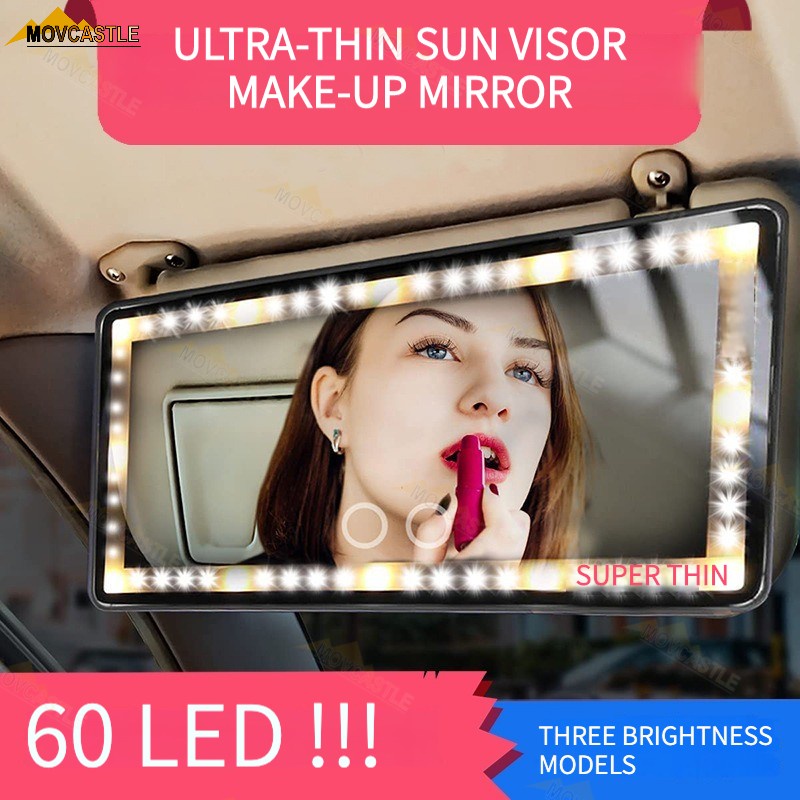 60 LED Car UltraThin Sun Visor Makeup Mirror Car Vanity mirror Threelevel Brightness