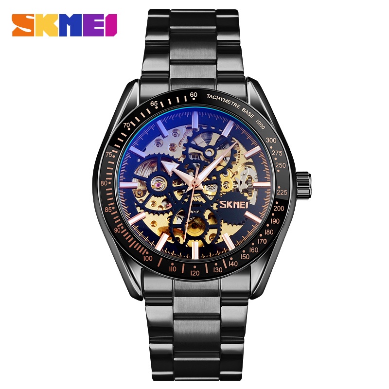 SKMEI 9194 Automatic Watches Mens Hollow Mechanical Wristwatches Men  Luminous Point Colorful Watch Hour Fashion montre homme