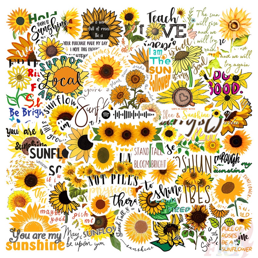 Healing Sunflowers Therapy Phrase Series 02 Stickers 50Pcs/Set