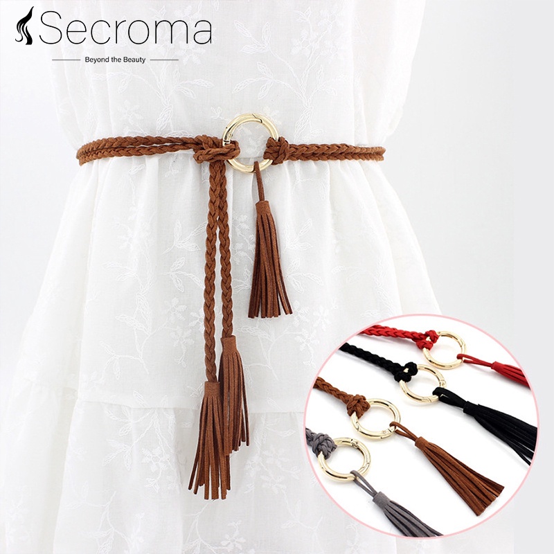 Secroma Ethnic Tassel Knotted Waist Rope Chain Dress Decorative Belt ...