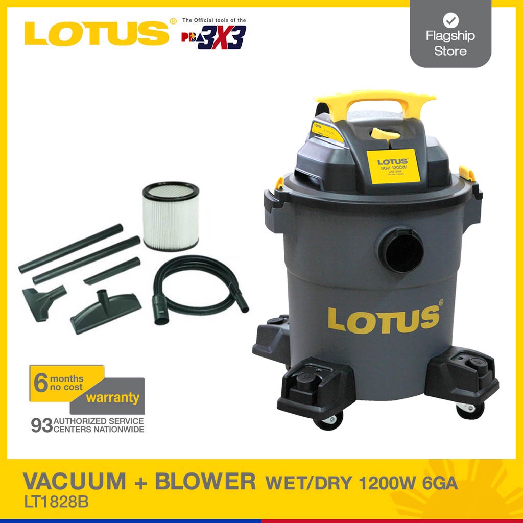 Lotus Vacuum + Blower Wet/Dry 1200W 6gal LT1828B (Grey) Vacuum Cleaners Blowers Shopee