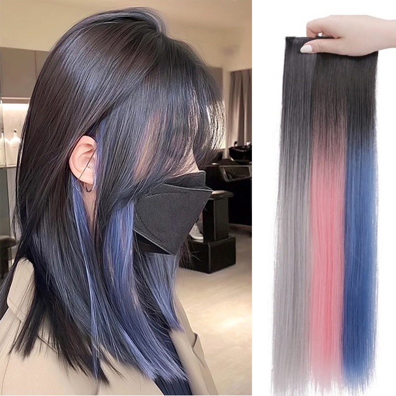 Gradient Color Seamless Highlights Wigs Piece Hiphop Cool Girls