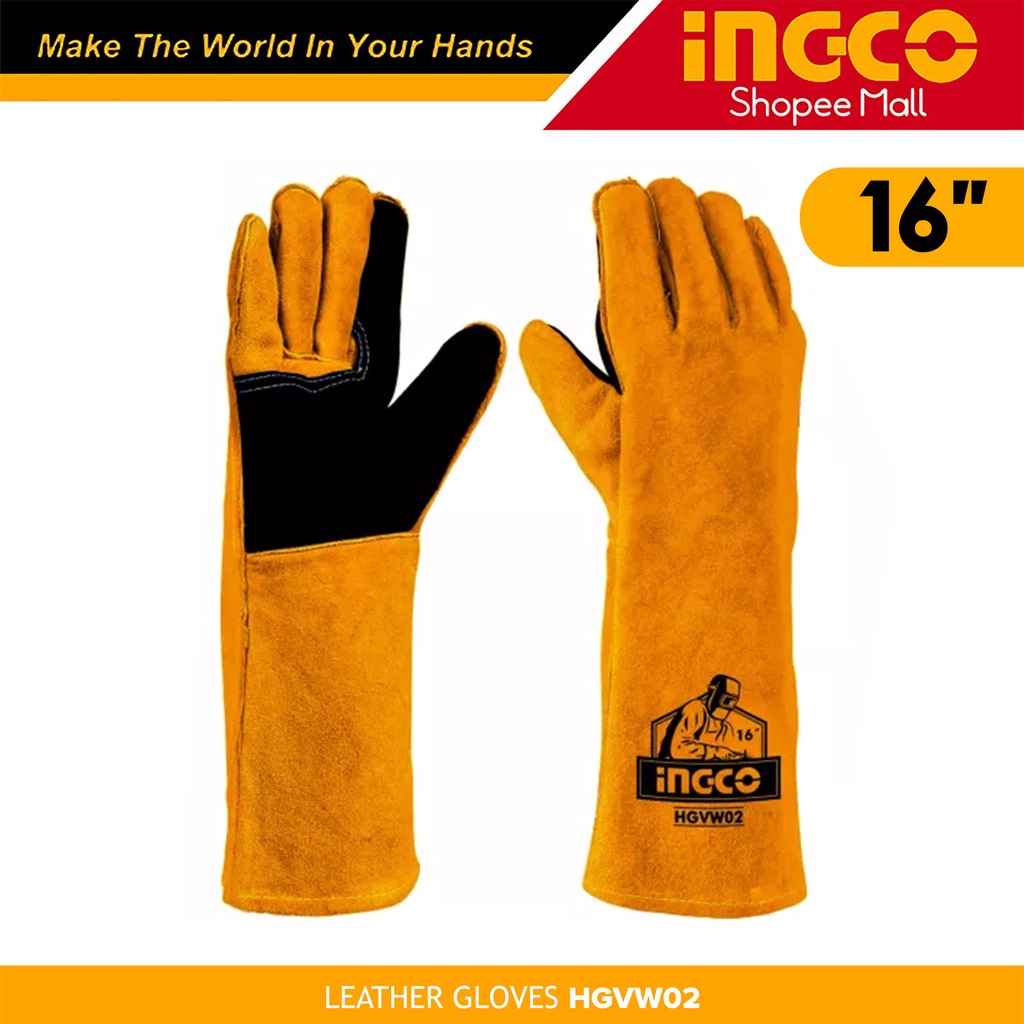 Ingco HGVW02 16Inch Leather Welding Gloves for Welding Use IHT