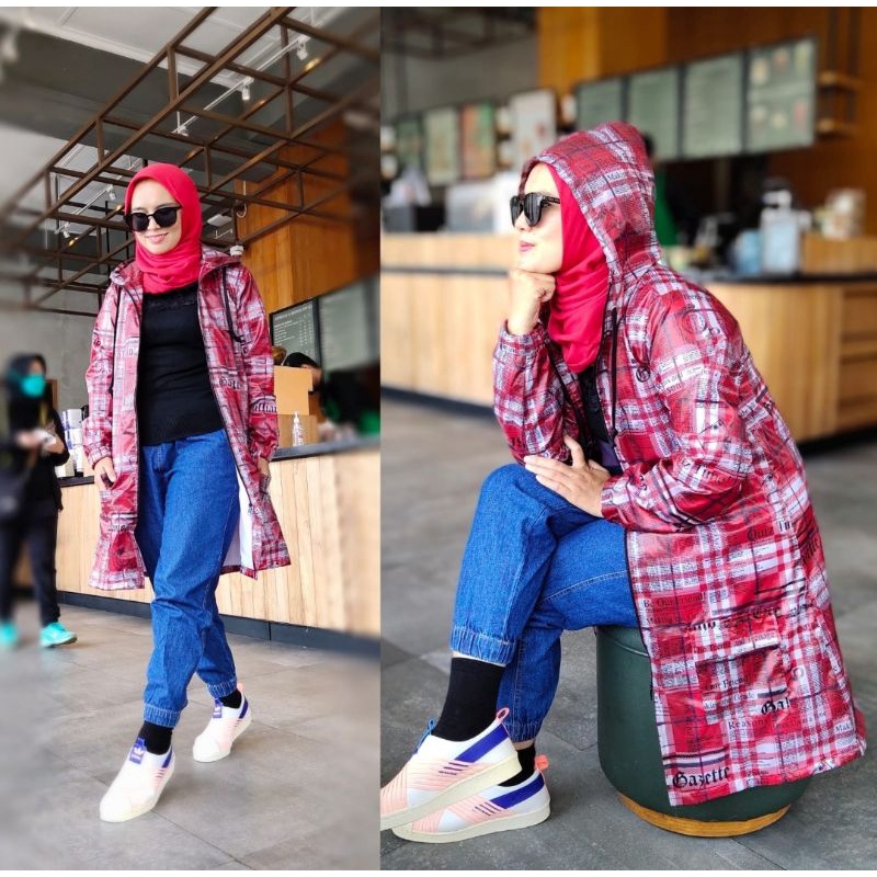 Jasmine PARKA PRINTING PARKA Jacket (Long Muslim Jacket) | Shopee ...