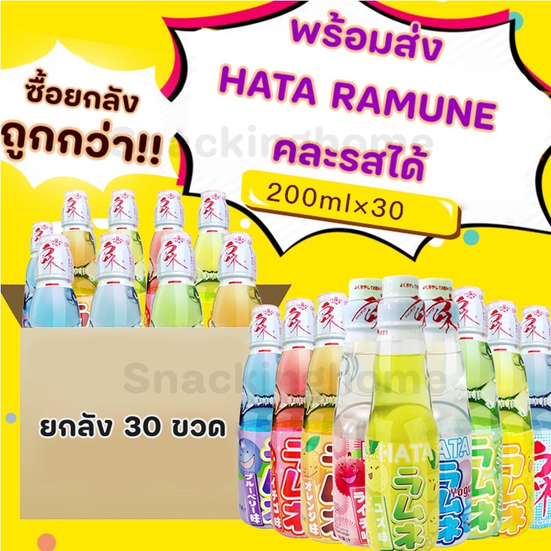 Hatakosen Ramune Soda Glass Ball Bottle Fruit Flavor Mixed With