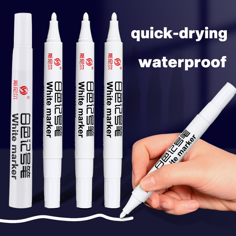 HGS 1Box/10Pcs White Marker Quick Dry Waterproof Permanent Pen Shopee