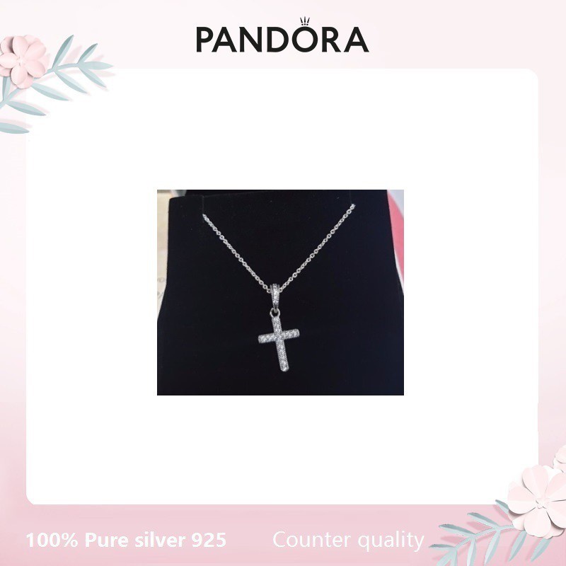 pandora necklace s925 Sterling Silver Shining Cross Necklace Set