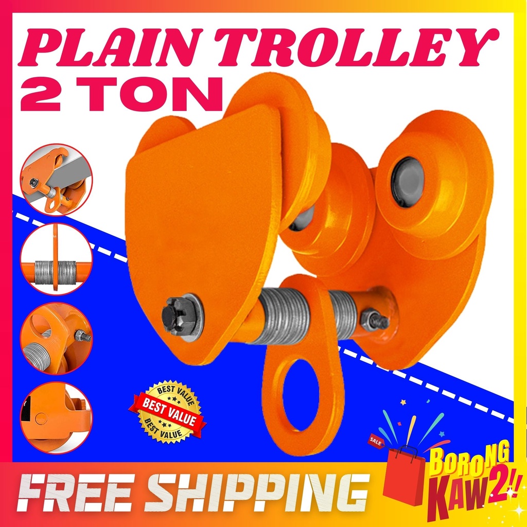 2 TON Heavy Duty Plain Trolley For Chain Block Electric Hoist Roller ...