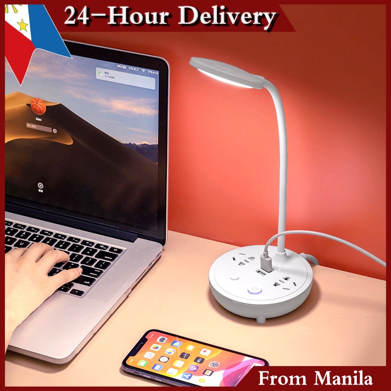 Led Desk Lamp With Socket USB Charge Study Table Light Eye Protection