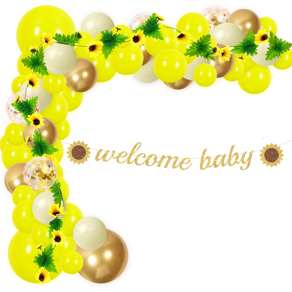 JOYMEMO Sunflower Balloons, Sunflower Baby Shower Decorations for Girls