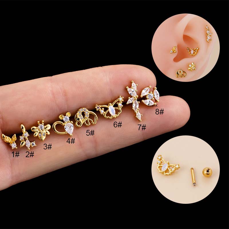 1 Piece Monkey Elephant Bee Butterfly Shape Hypoallergenic Stainless ...
