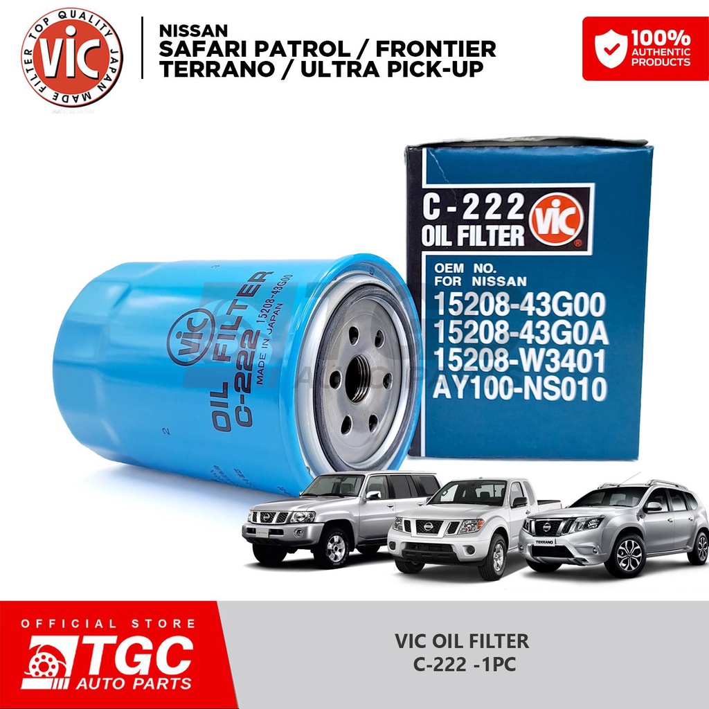 VIC Oil Filter C222 Nissan Safari Patrol TD42, Frontier 2.7 / Terrano