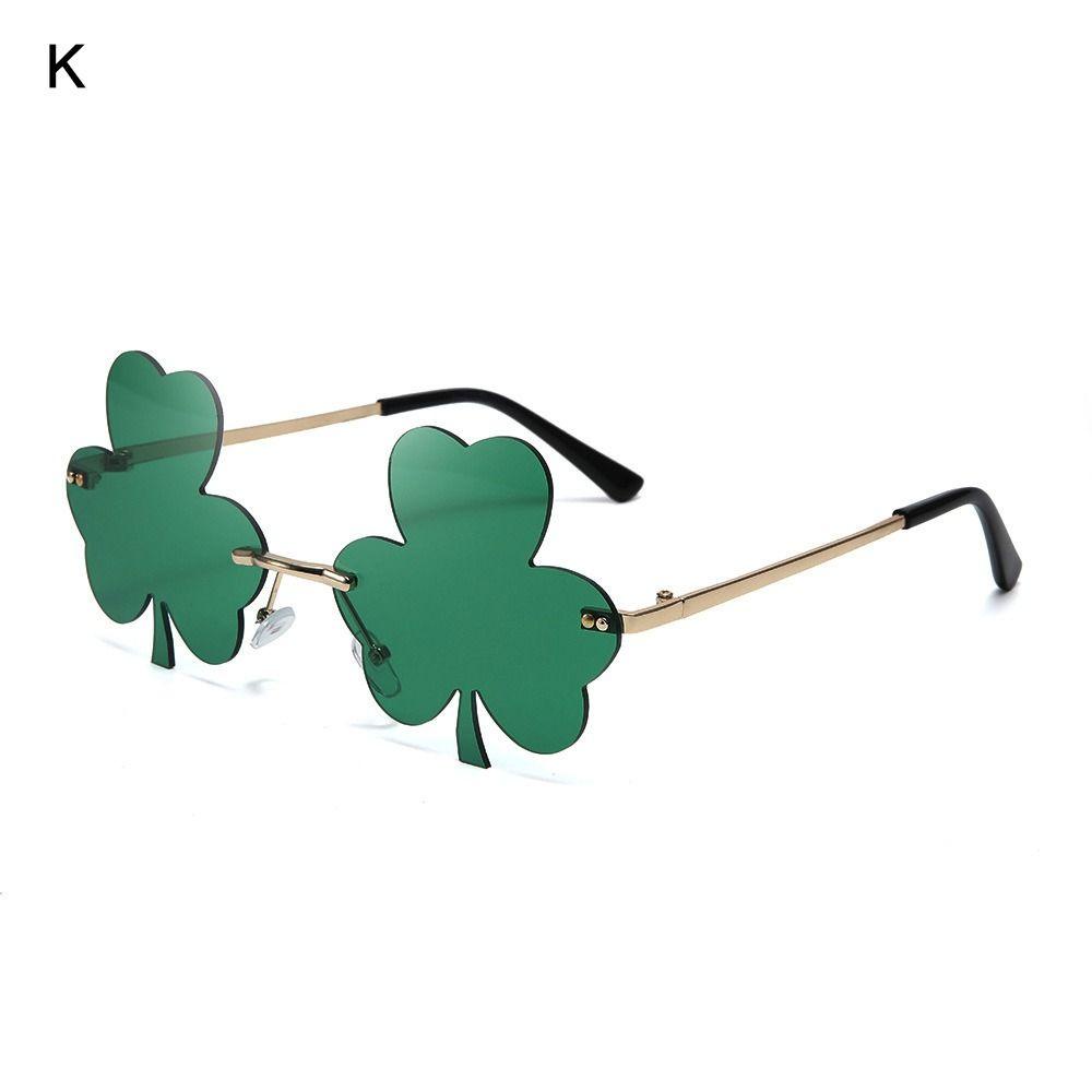 Moilyph Irish Shamrock Sunglasses St Patricks Day Accessories Rimless Women Men Green Four 3908