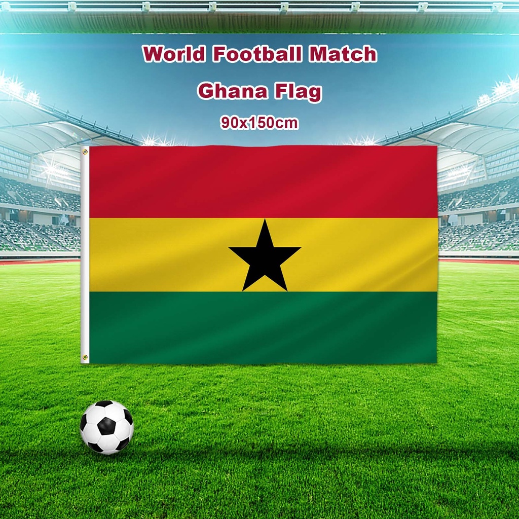 2022 World Football Match Ghana Flag 90x150cm, Ghanaian National Football Team Flag for Indoor