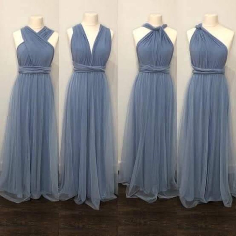 infinity dress with tulle -dusty blue | Shopee Philippines