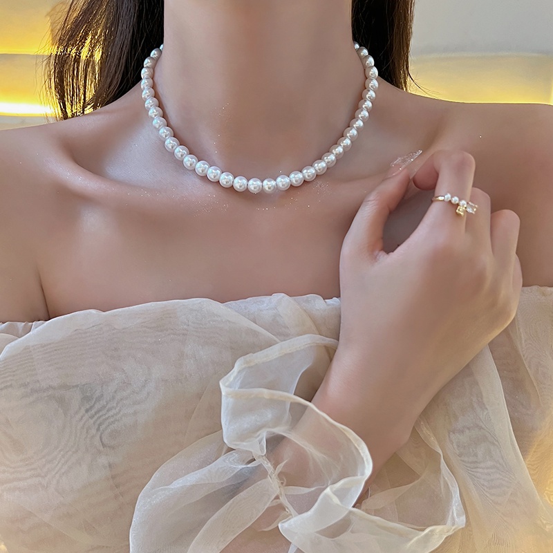 Elegant Pearl Crystal Clavicle Necklace Fashion Heart Butterfly Chain Choker For Women Jewelry 0652