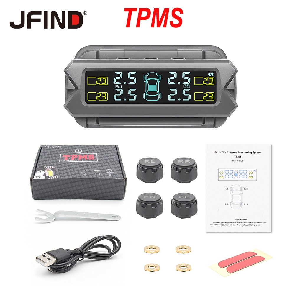 Tpms With Color Screen Tire Pressure Monitor System Solar Led Display