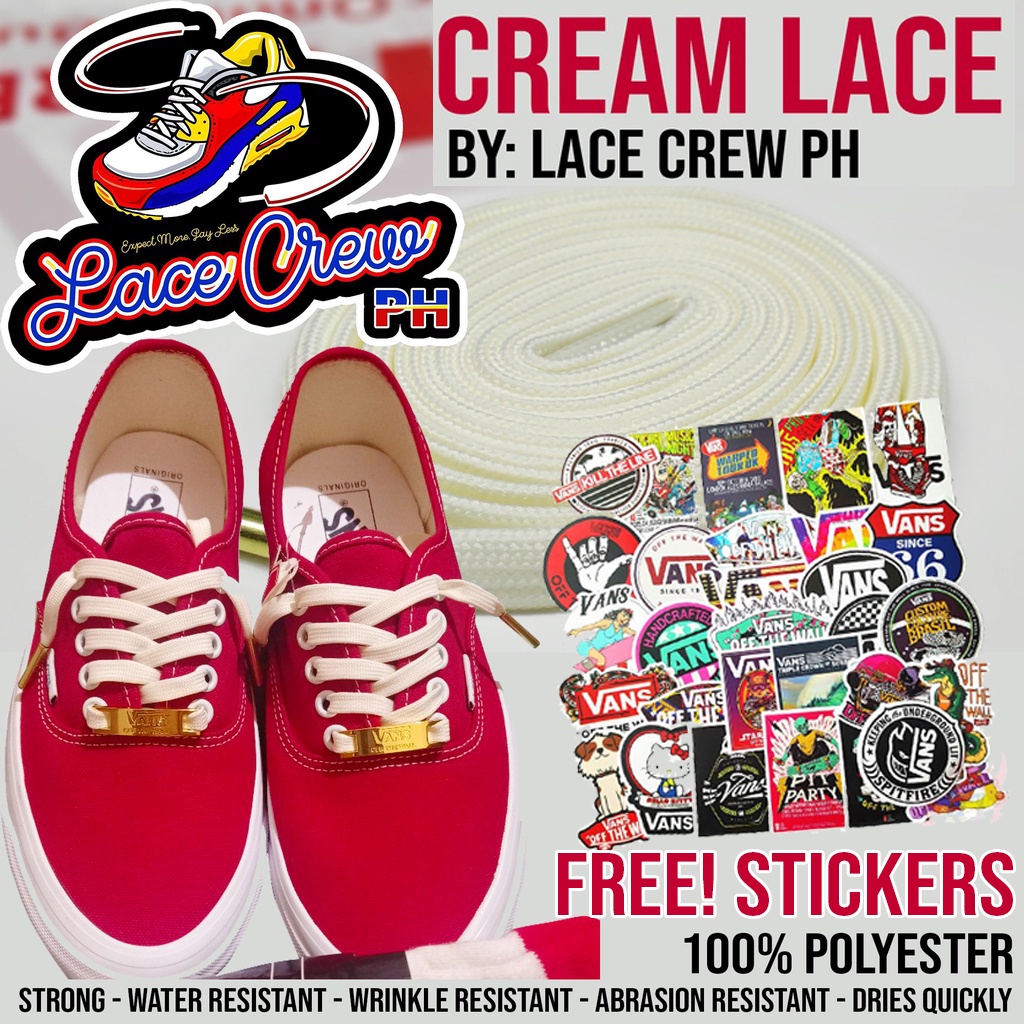 Premium Cream Lace for Sneaker Vans Pony Converse Jordan by Lace Crew PH 100 Polyester