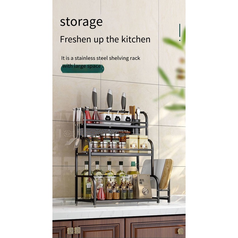 Kitchen shelving seasoning rack Household countertop knife holder ...