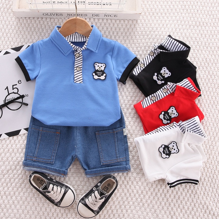 0-4yrs Baby kids terno for boy girl polo t-shirt w/shorts | Shopee ...